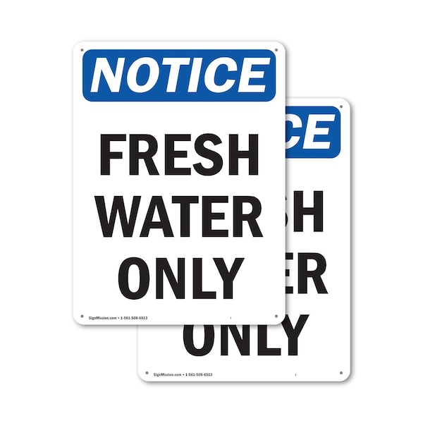 Signmission Fresh Water Only, 10 in W x Rectangle, Plastic OS-2PACK-NS-P-1014-V-12923 - main
